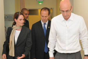Hosting Press Confernece Briefing former Jerusalem Mayor Nir Barkat and former Hadasit Chairman Dr. Rafi Hofstein during the mayor’s visit to the new Technology Park at Hadassah